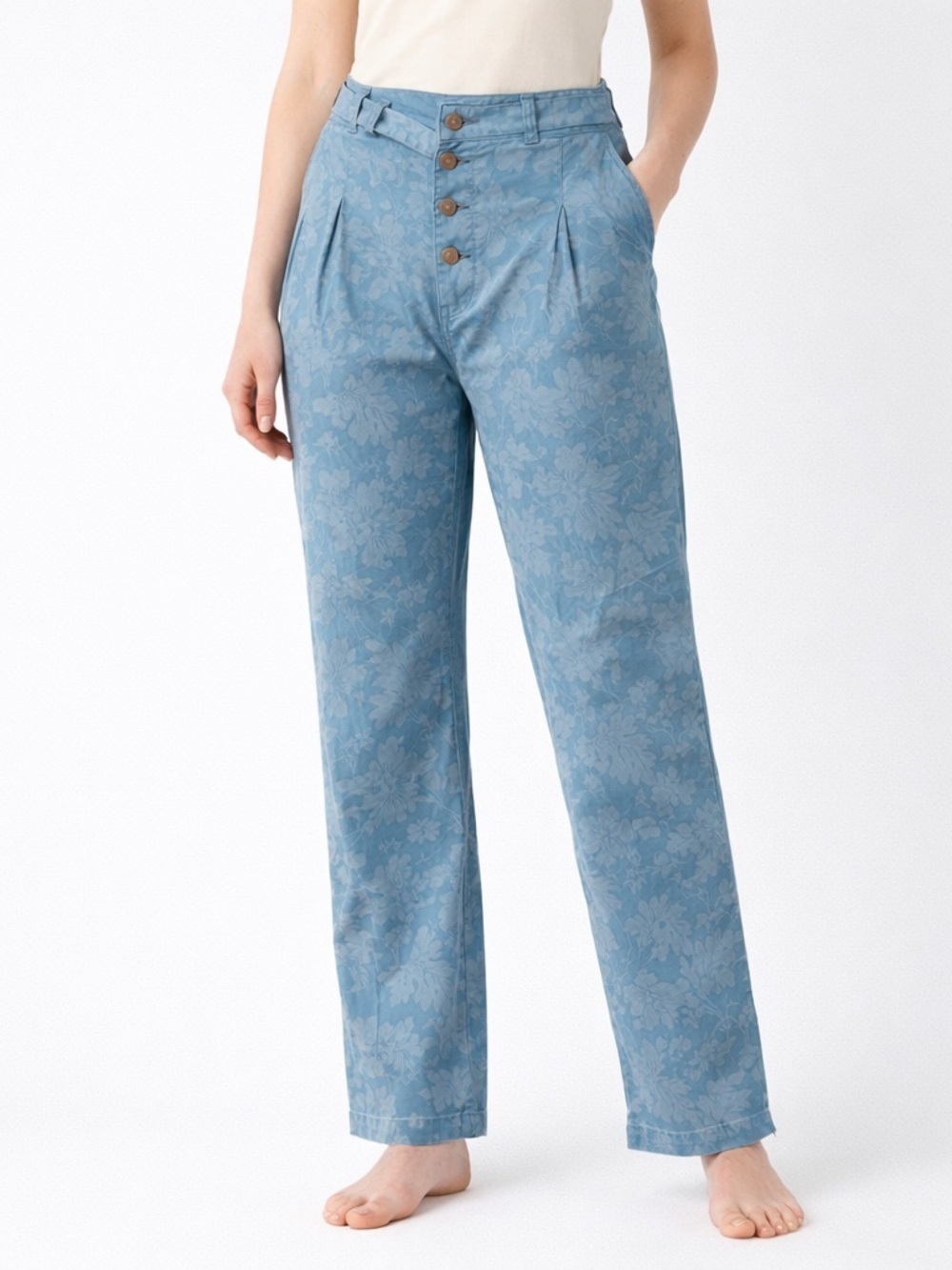 Sundance Womens Tie Waist Paisley Pants Size 6 Blue Floral  Casual